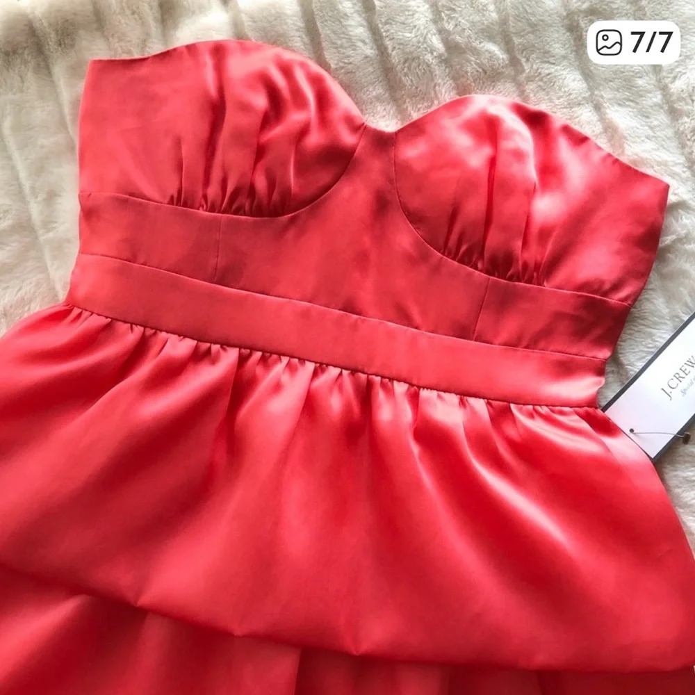 J CREW Ornamental Pink silk organza tiered Soiree strapless cocktail dress - Picture 6 of 6